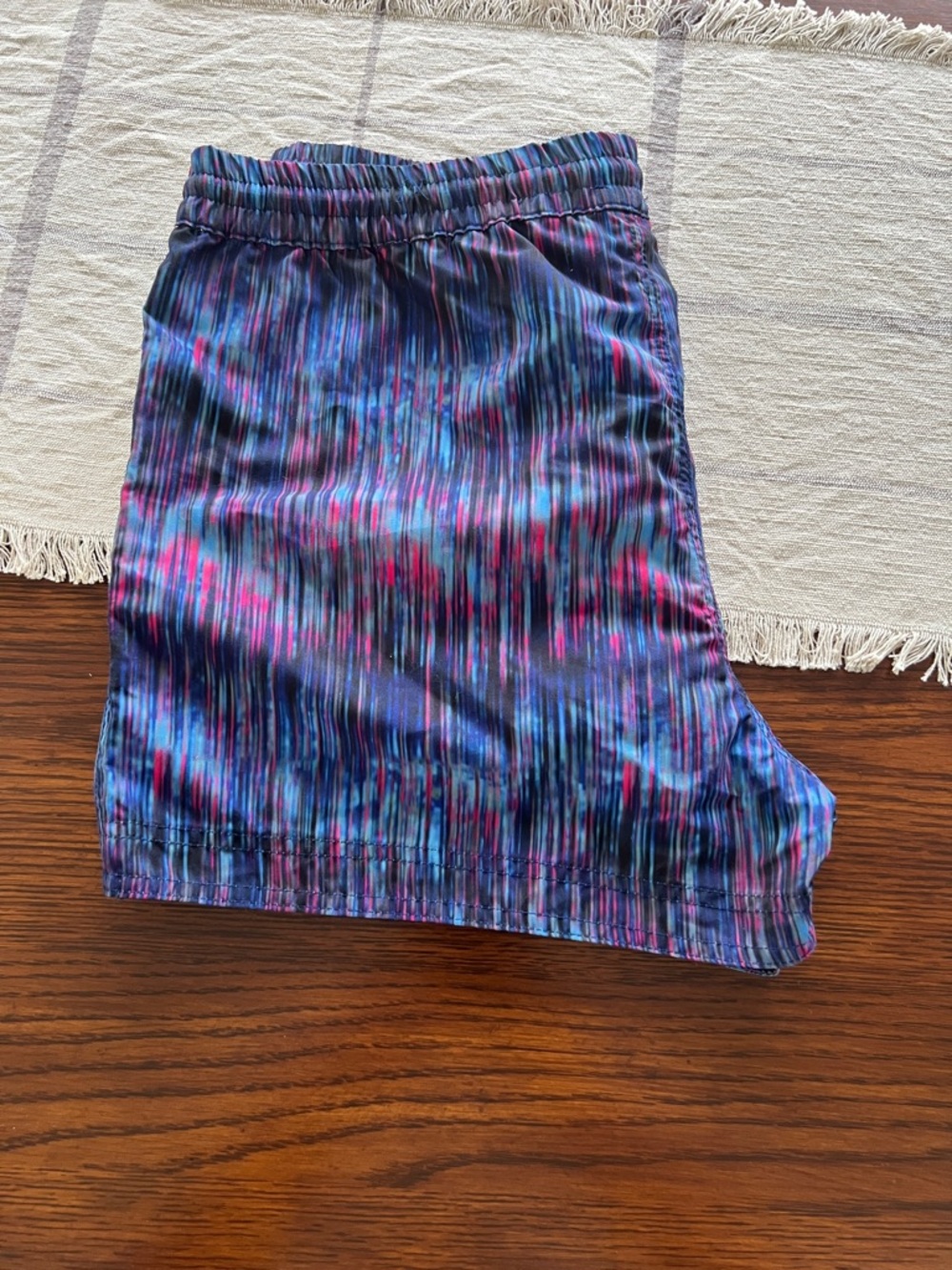 Women's Blue-Purple Patterned Drawstring Shorts - Picture 3 of 6
